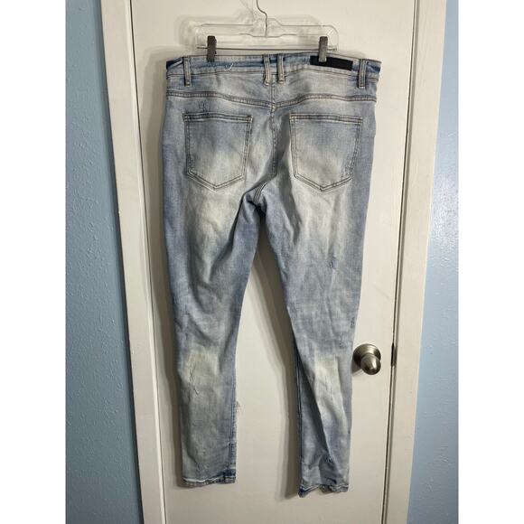 Embellish Jeans 36x32 High Rise Skinny Distressed Embroidered Patches Festival - Picture 8 of 9